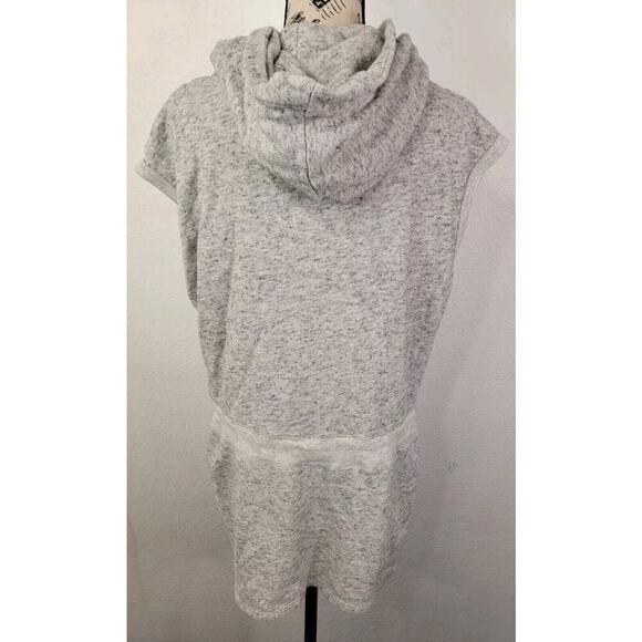 Pam & Gela Hooded Tank Dress Womens Medium Drawstring Stretch Knit Gray - Picture 7 of 8